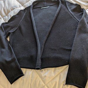 Rolled Collar Open Cardigan